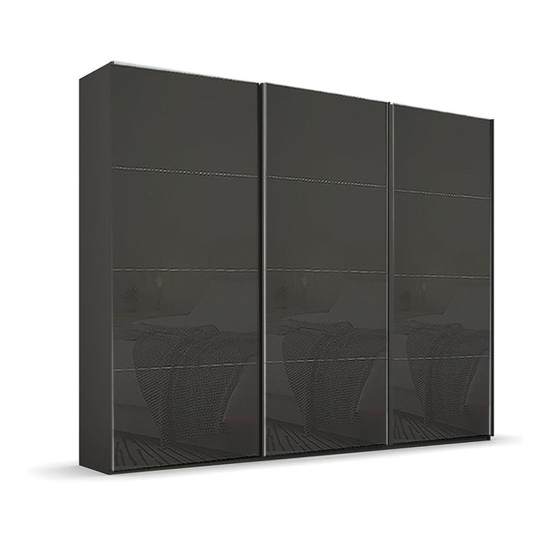 Beluga Extra Sliding Wardrobe - 271cm - 3 Door - Graphite & Basalt Glass