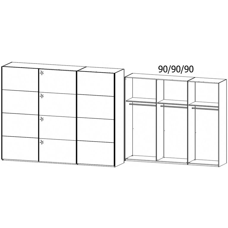 Beluga Extra Sliding Wardrobe - 271cm - 3 Door - White High Gloss & Graphite Front