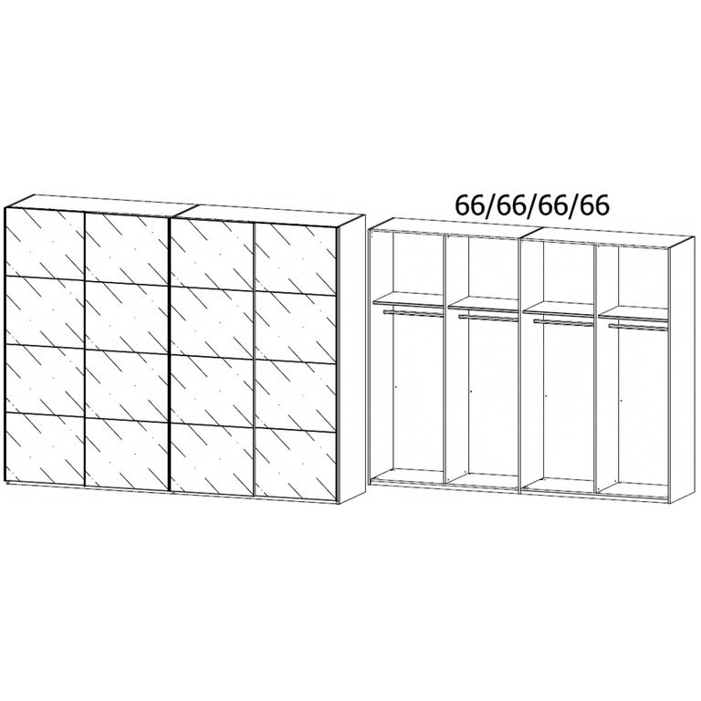 Beluga Extra Sliding Wardrobe - 271cm - 4 Door - Grey Mirrored - Alpine White