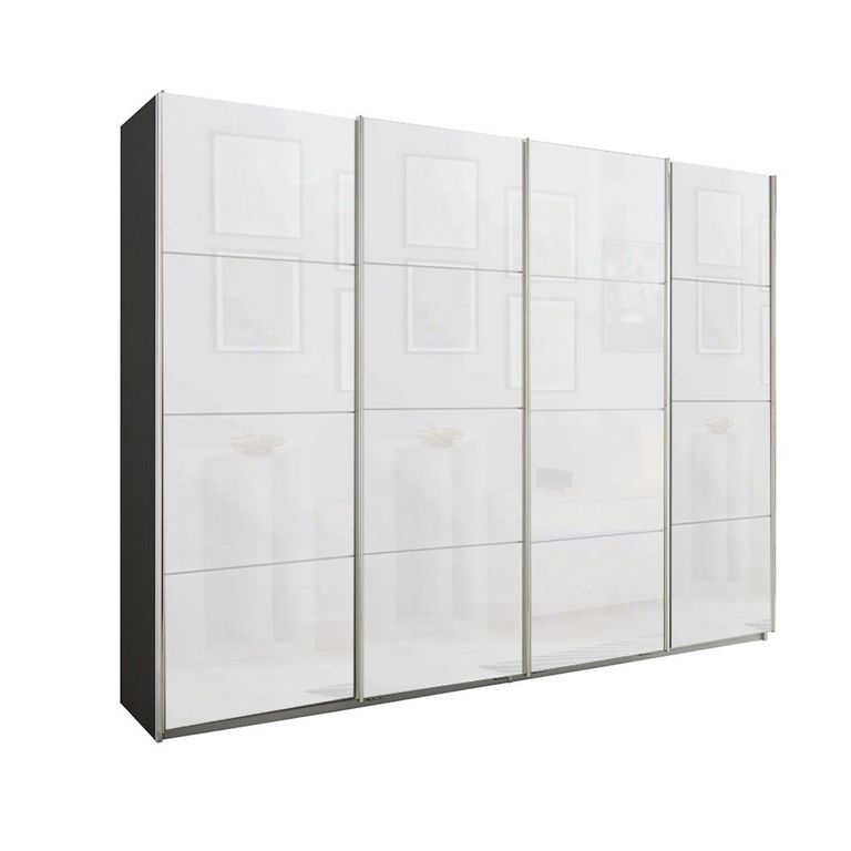 Beluga Extra Sliding Wardrobe - 271cm - 4 Door - Graphite & White Glass