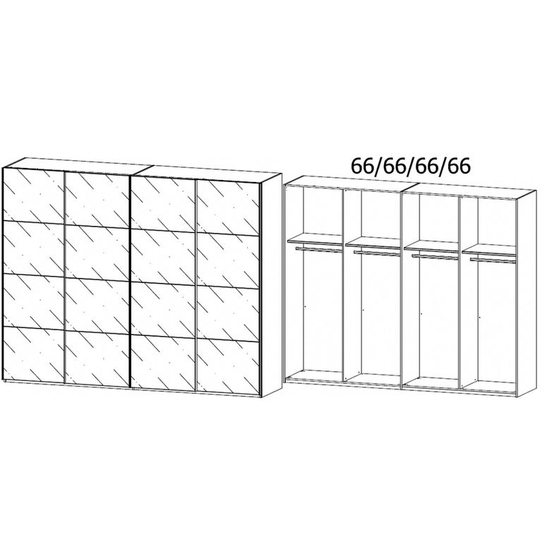 Beluga Extra Sliding Wardrobe - 271cm - 4 Door - Silk Grey & Basalt Glass