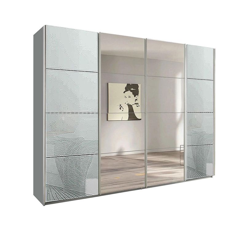 Beluga Extra Sliding Wardrobe - 271cm - 4 Door - Mirror - Silk Grey & Silk Grey Glass