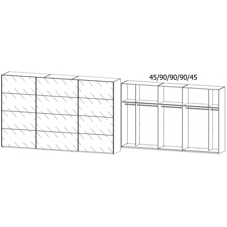 Beluga Extra Sliding Wardrobe - 361cm - 3 Door - Grey Mirrored - Alpine White