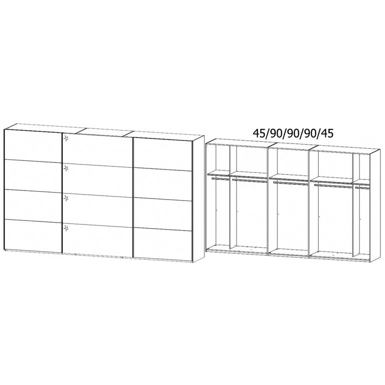 Beluga Extra Sliding Wardrobe - 361cm - 3 Door - White High Gloss & Artisan Oak Front