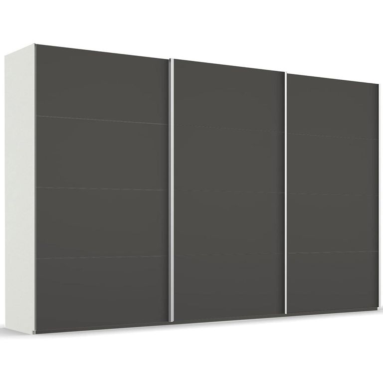 Beluga Extra Sliding Wardrobe - 406cm - 3 Door - Alpine White & Graphite