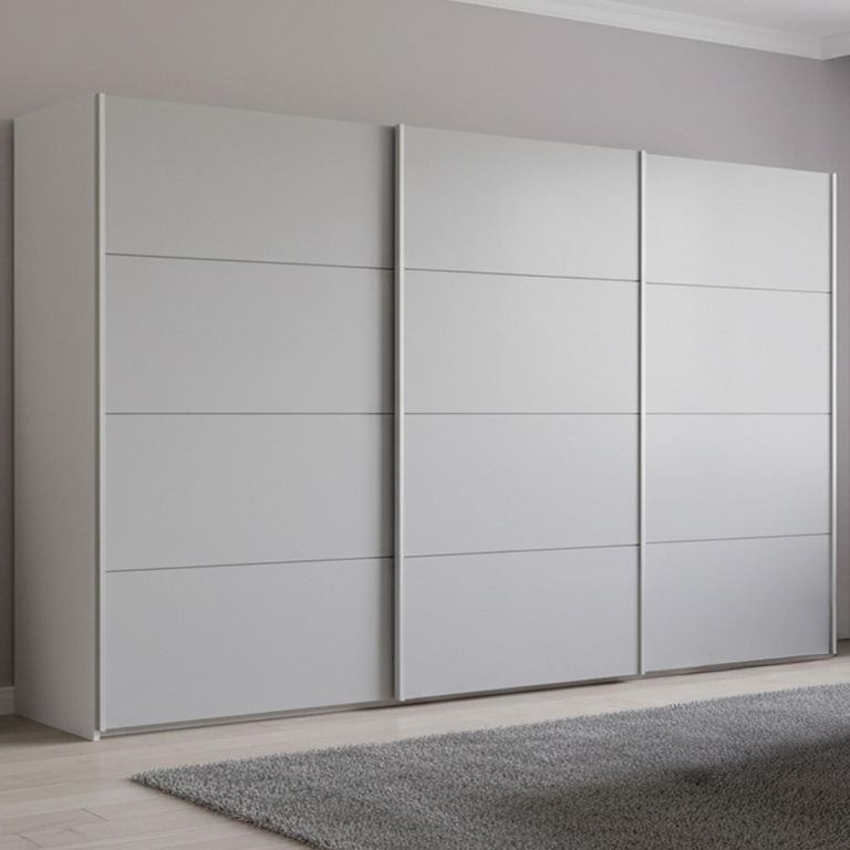 Beluga Extra Sliding Wardrobe - 406cm - 3 Door - Alpine White & Silk Grey