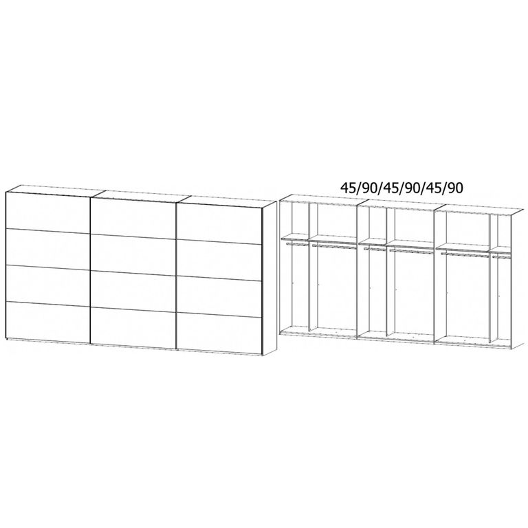 Beluga Extra Sliding Wardrobe - 406cm - 3 Door - Silk Grey & Alpine White