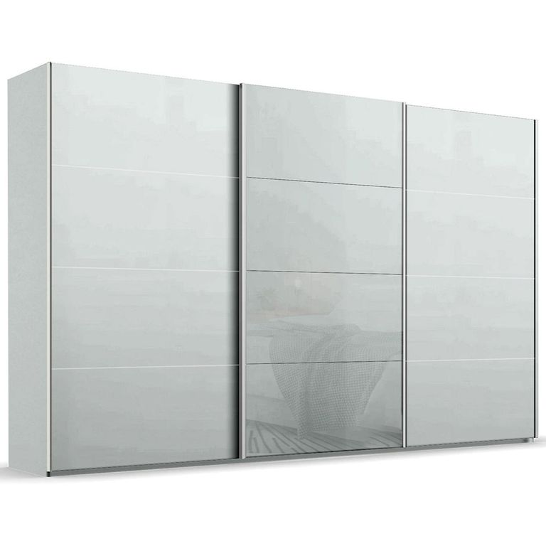 Beluga Extra Sliding Wardrobe - 406cm - 3 Door - Silk Grey & Silk Grey Glass Front