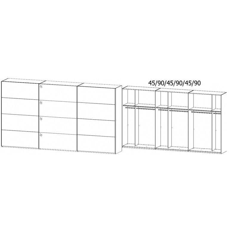 Beluga Extra Sliding Wardrobe - 406cm - 3 Door - White High Gloss & Graphite Front