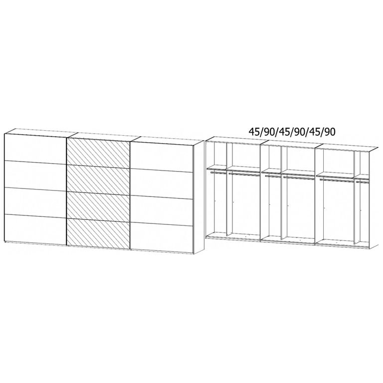 Beluga Extra Sliding Wardrobe - 406cm - 3 Door - Mirror - Graphite
