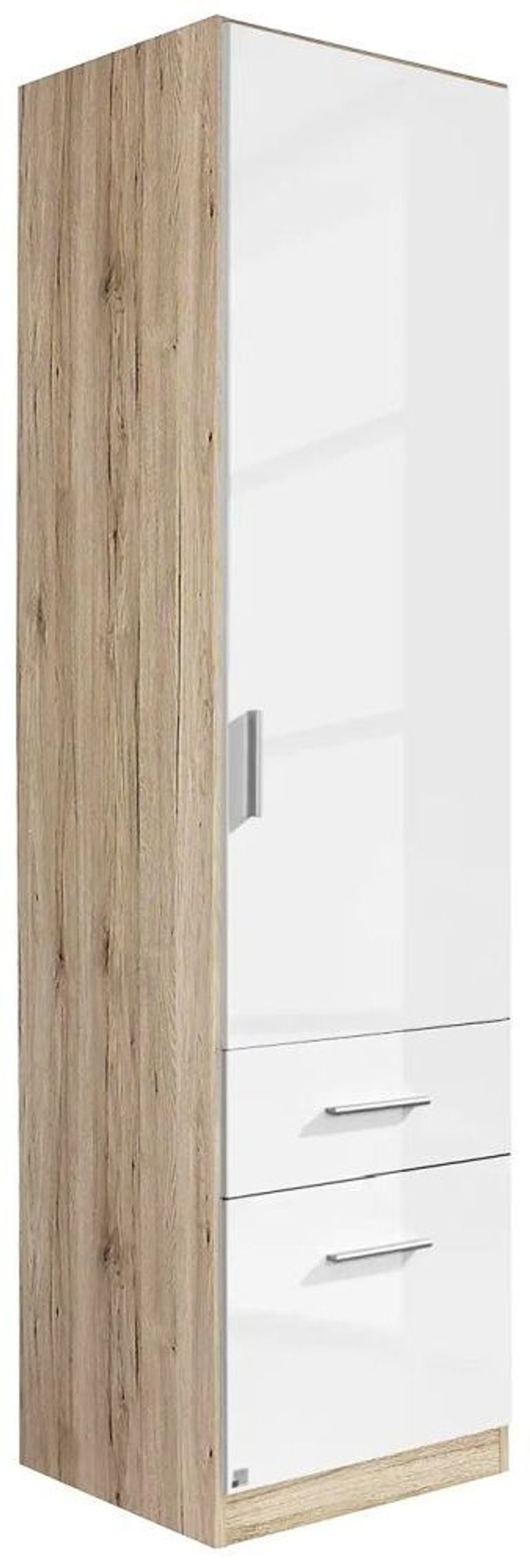 Celle Wardrobe - 47cm - Sonoma Oak & White Gloss with Drawers - RH Door