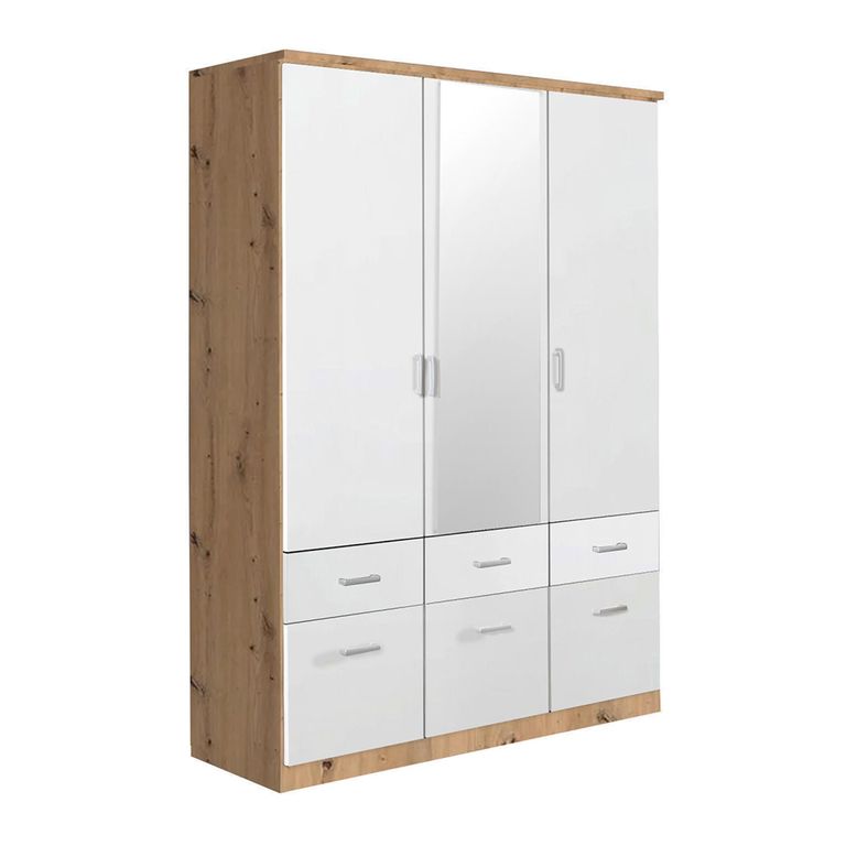Celle Wardrobe - 136cm - 3 Door - Combi - Artisan Oak & Alpine White