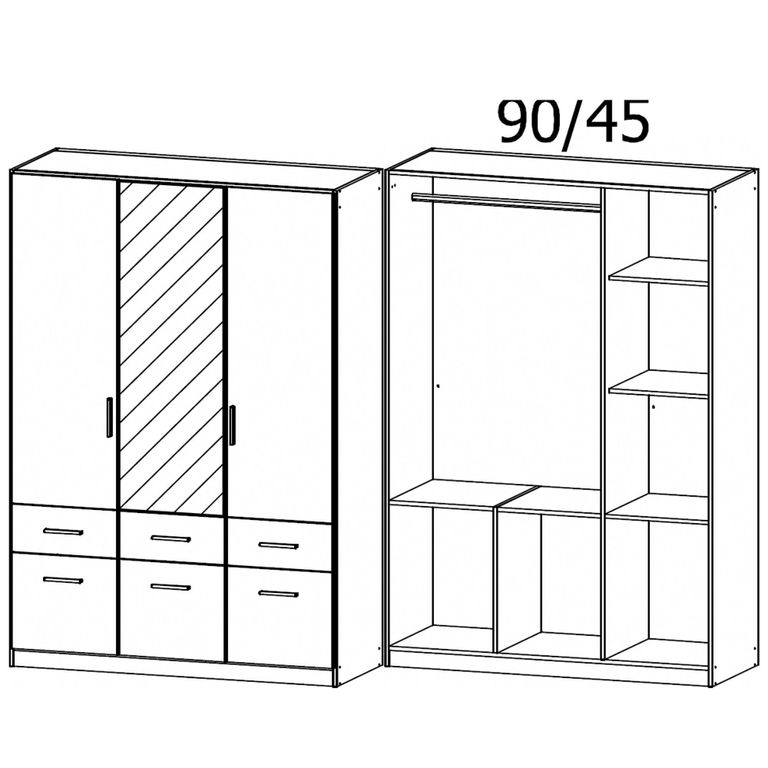 Celle Wardrobe - 136cm - 3 Door - Combi - Sonoma Oak & Champagne