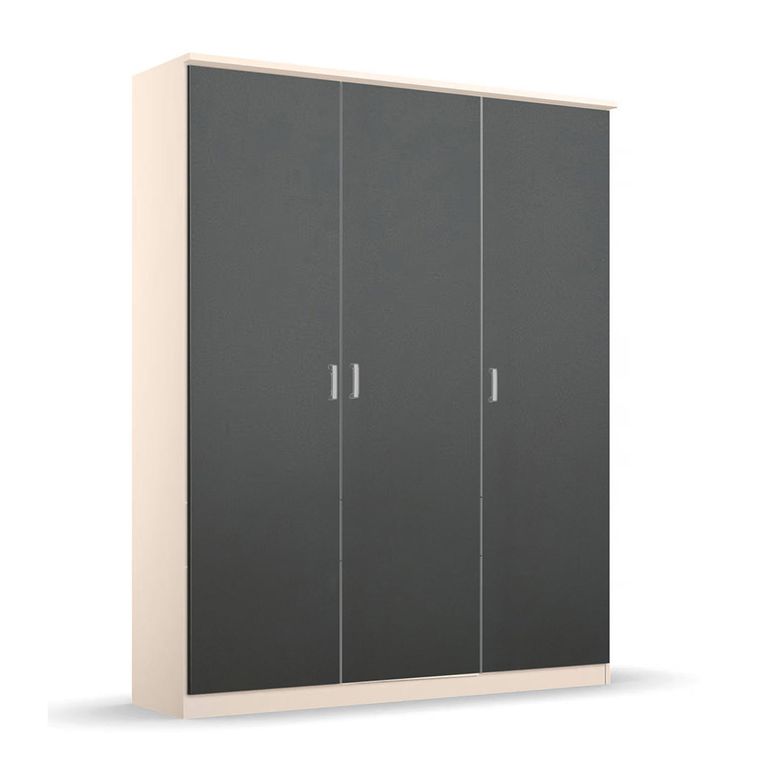 Celle Wardrobe - 136cm - 3 Door - Champagne & Metallic Dark Grey