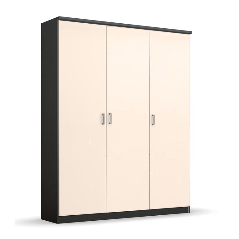 Celle Wardrobe - 136cm - 3 Door - Metallic Dark Grey & Champagne