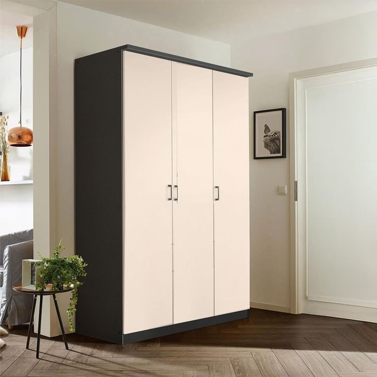 Celle Wardrobe - 136cm - 3 Door - Metallic Dark Grey & Champagne