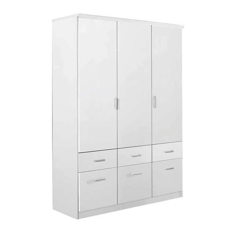 Celle Wardrobe - 136cm - 3 Door - 6 Drawer - Alpine White