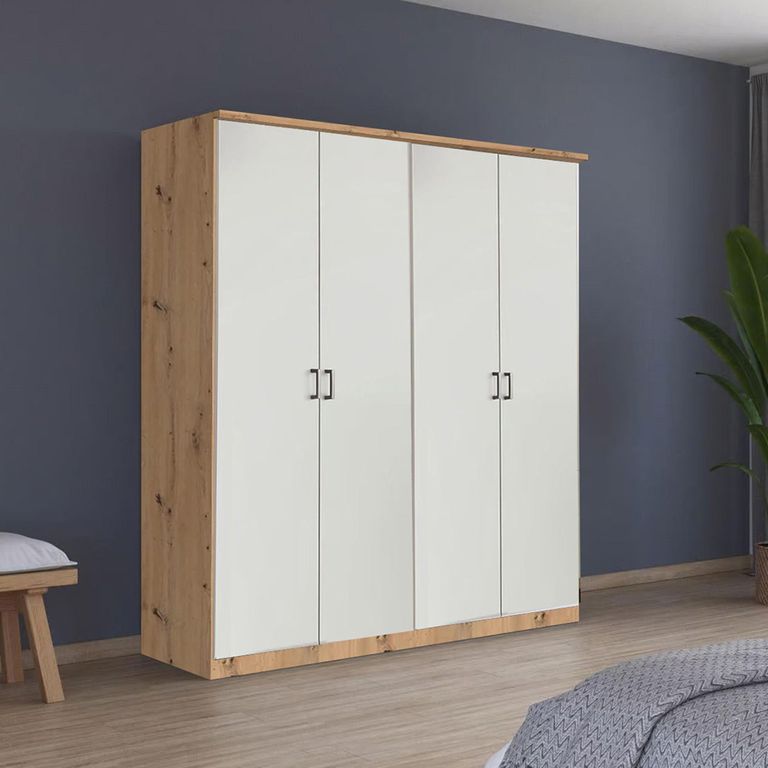 Celle Wardrobe - 181cm - 4 Door - Artisan Oak & Alpine White