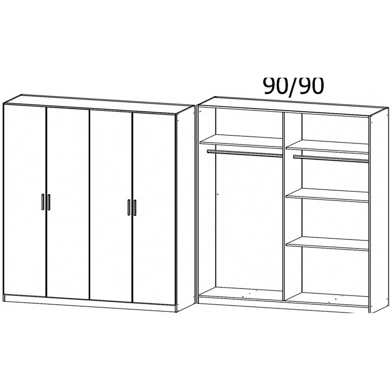 Celle Wardrobe - 181cm - 4 Door - Sonoma Oak & Artisan Oak