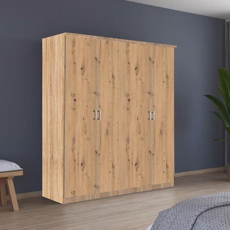 Celle Wardrobe - 181cm - 4 Door - Sonoma Oak & Artisan Oak