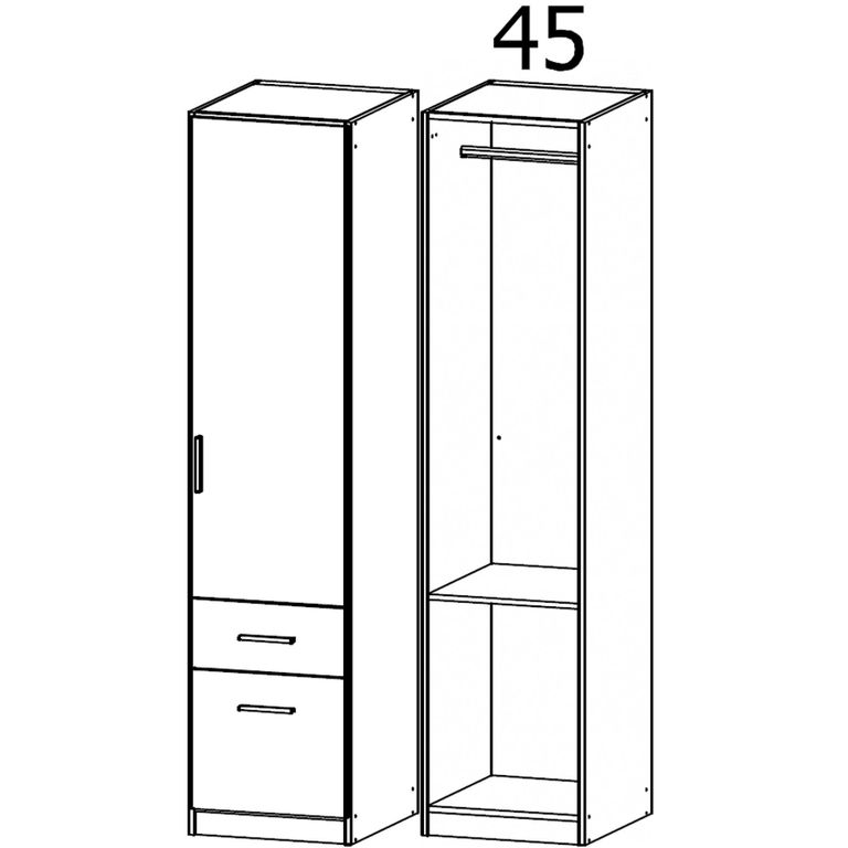 Celle Wardrobe - 47cm - 1 Door - 2 Drawer - Champagne - RH
