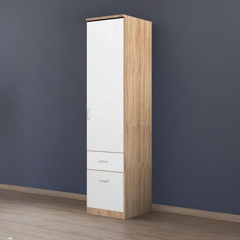 Celle Wardrobe - 47cm - 1 Door - 2 Drawer - Sonoma Oak & Alpine White - RH