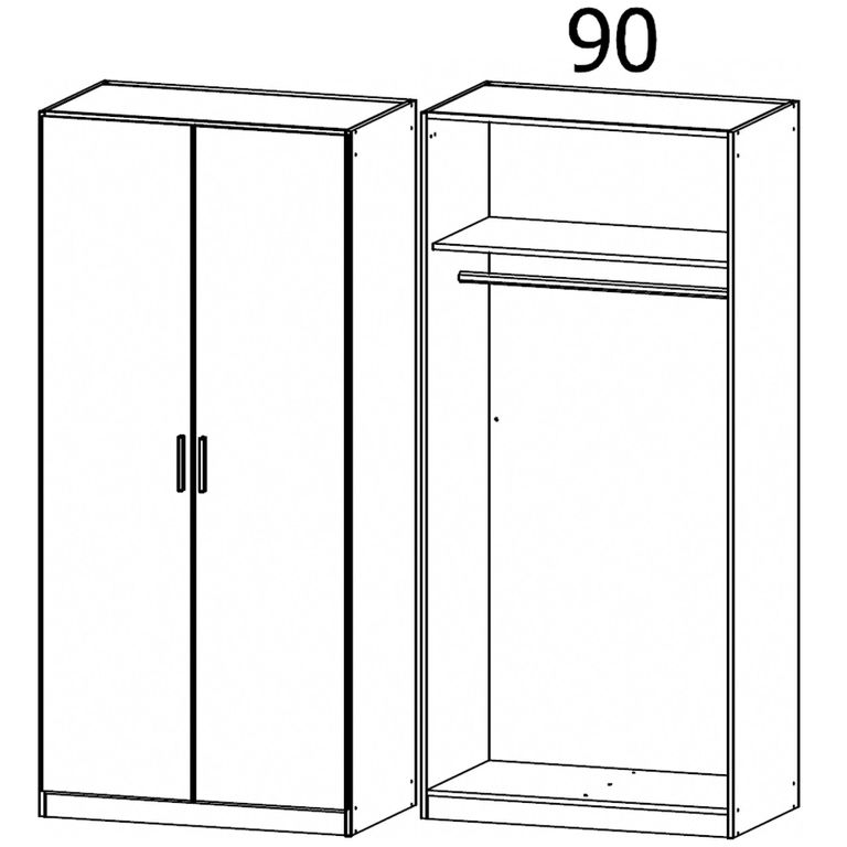 Celle Wardrobe - 91cm - 2 Door - Metallic Dark Grey & Alpine White