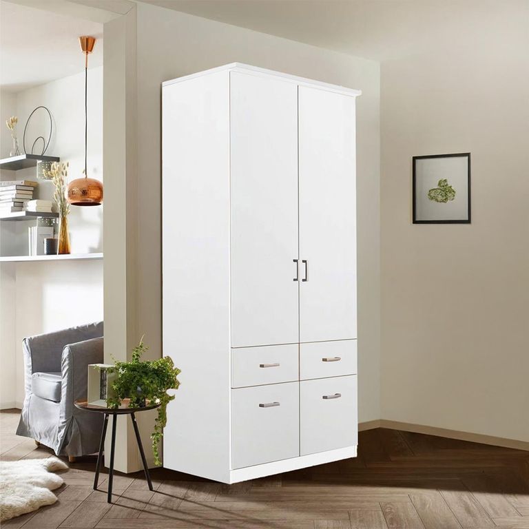 Celle Wardrobe - 91cm - 2 Door - Alpine White - 4 Drawer
