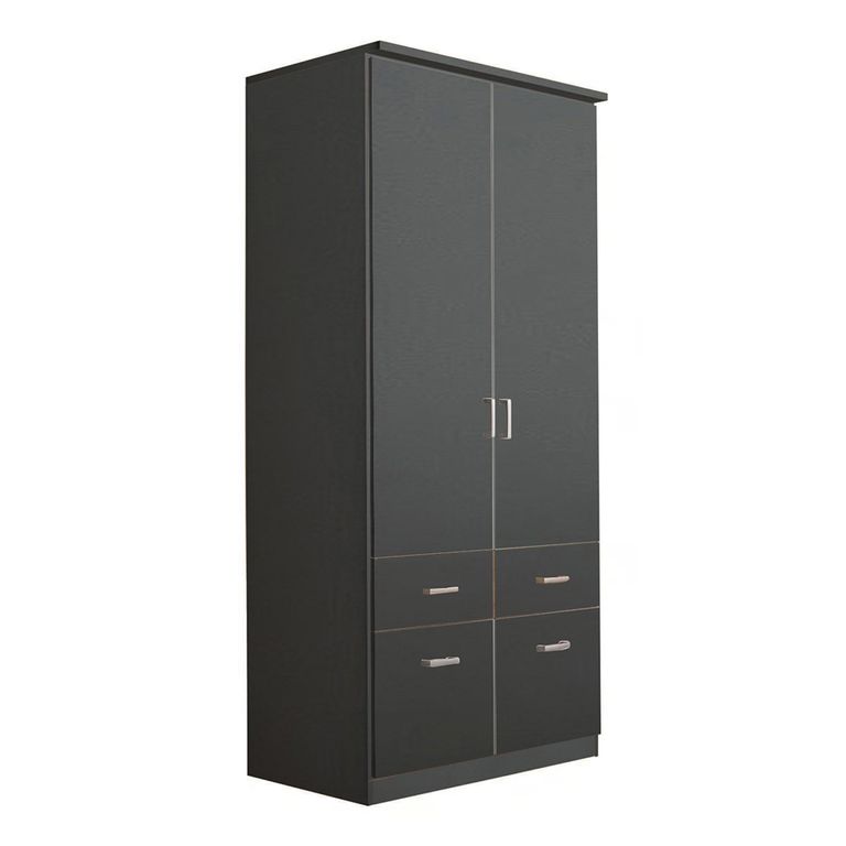 Celle Wardrobe - 91cm - 2 Door - Metallic Dark Grey - 4 Drawer