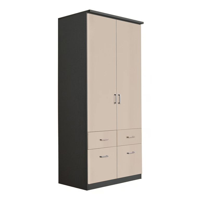 Celle Wardrobe - 91cm - 2 Door - Metallic Dark Grey & Champagne - 4 Drawer