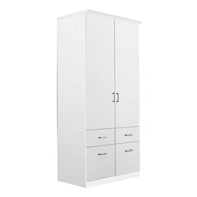 Celle Wardrobe - 91cm - 2 Door - Alpine White - 4 Drawer & Extras