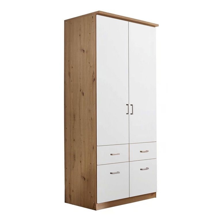 Celle Wardrobe - 91cm - 2 Door - Artisan Oak & Alpine White - 4 Drawer & Extras