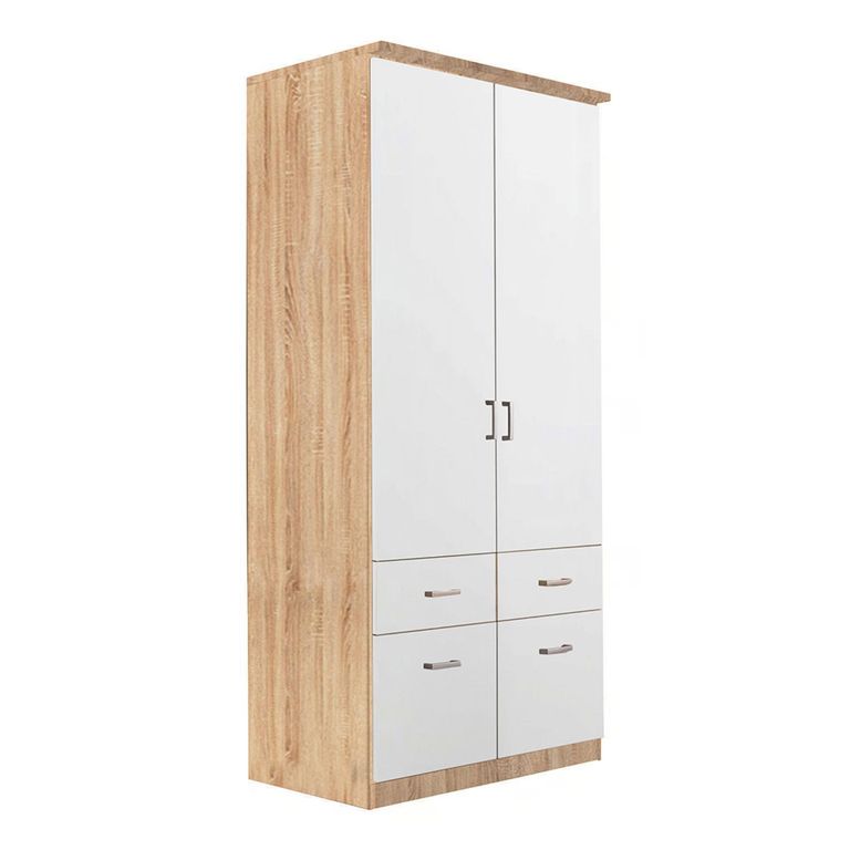 Celle Wardrobe - 91cm - 2 Door - Sonoma Oak & Alpine White - 4 Drawer & Extras