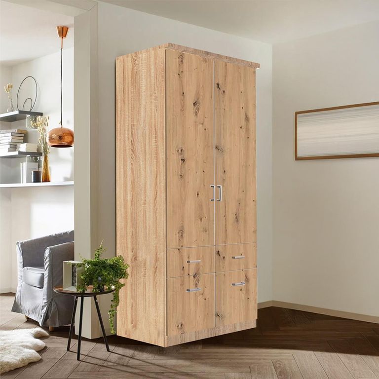 Celle Wardrobe - 91cm - 2 Door - Sonoma Oak & Artisan Oak - 4 Drawer & Extras