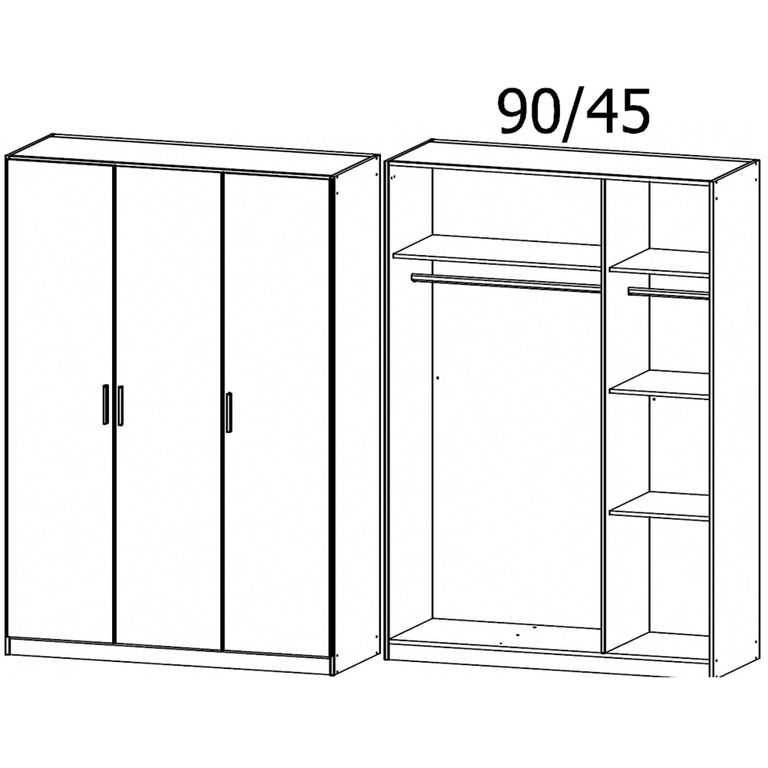 Celle Super Wardrobe - 136cm - 3 Door - Artisan Oak & Alpine White