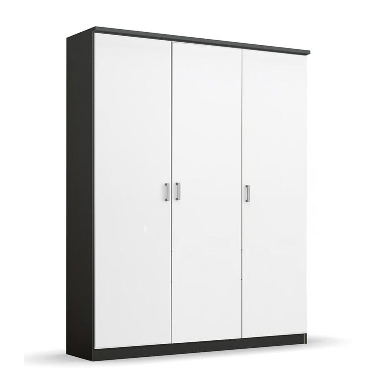 Celle Super Wardrobe - 136cm - 3 Door - Metallic Dark Grey & Alpine White