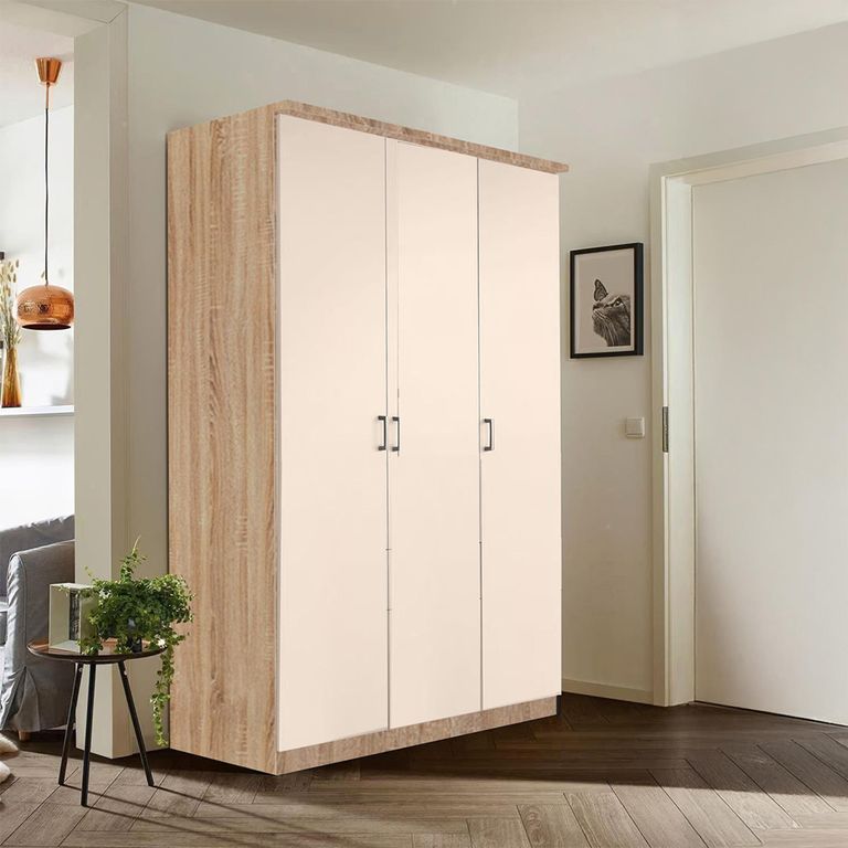 Celle Super Wardrobe - 136cm - 3 Door - Sonoma Oak & Champagne