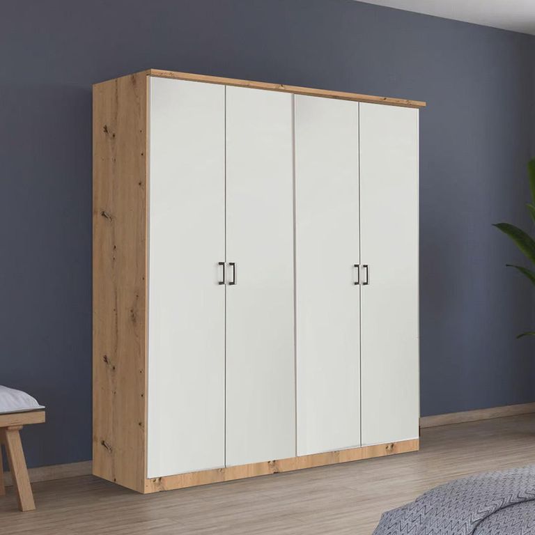 Celle Super Wardrobe - 181cm - 4 Door - Artisan Oak & Alpine White