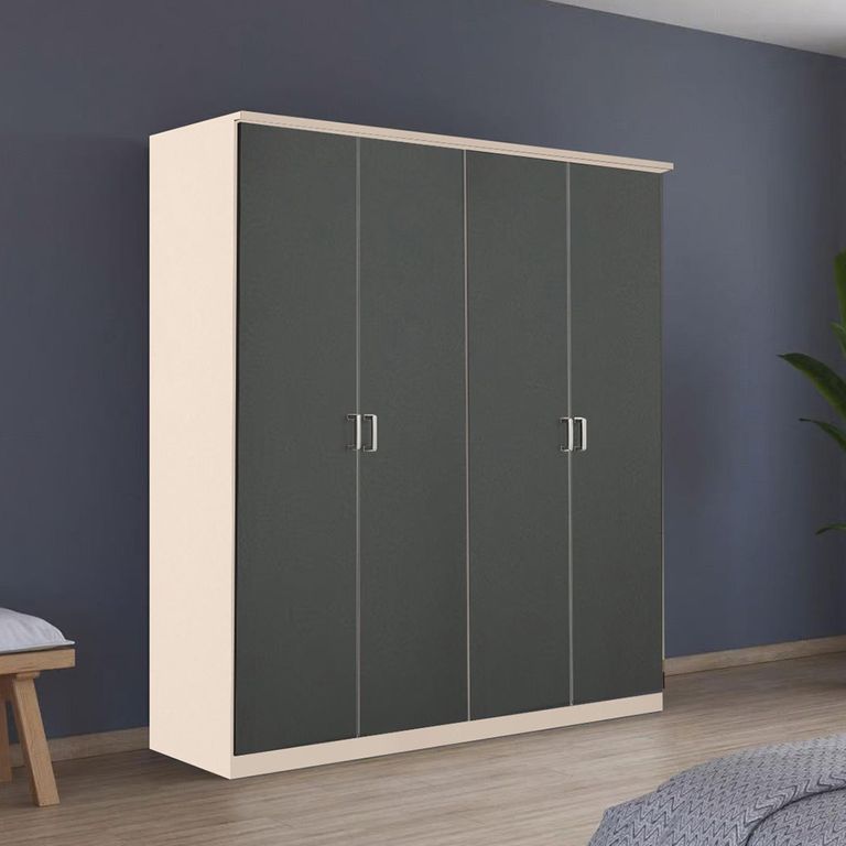 Celle Super Wardrobe - 181cm - 4 Door - Champagne & Metallic Dark Grey