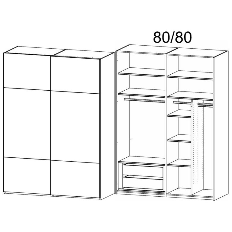 Contido Sliding Wardrobe - 162cm - 2 Door - with Extras - Champagne