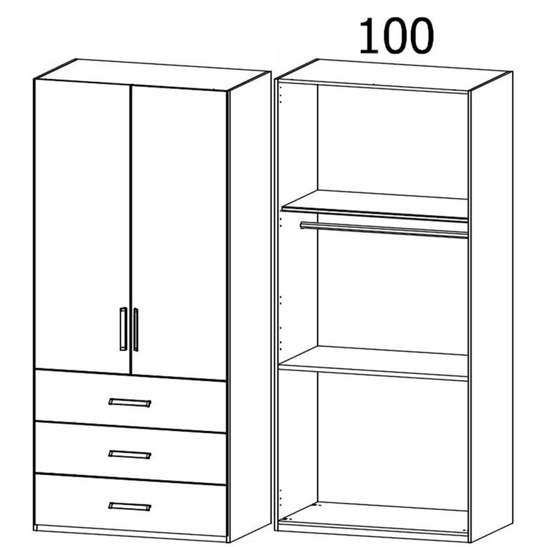 Evelyn Wardrobe - 101cm - 2 Door - H 223cm - with Drawer - Alpine White