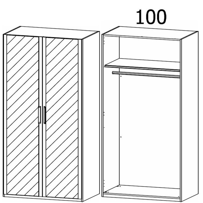 Evelyn Mirror Wardrobe - 101cm - 2 Door - H 197cm - Sonoma Oak