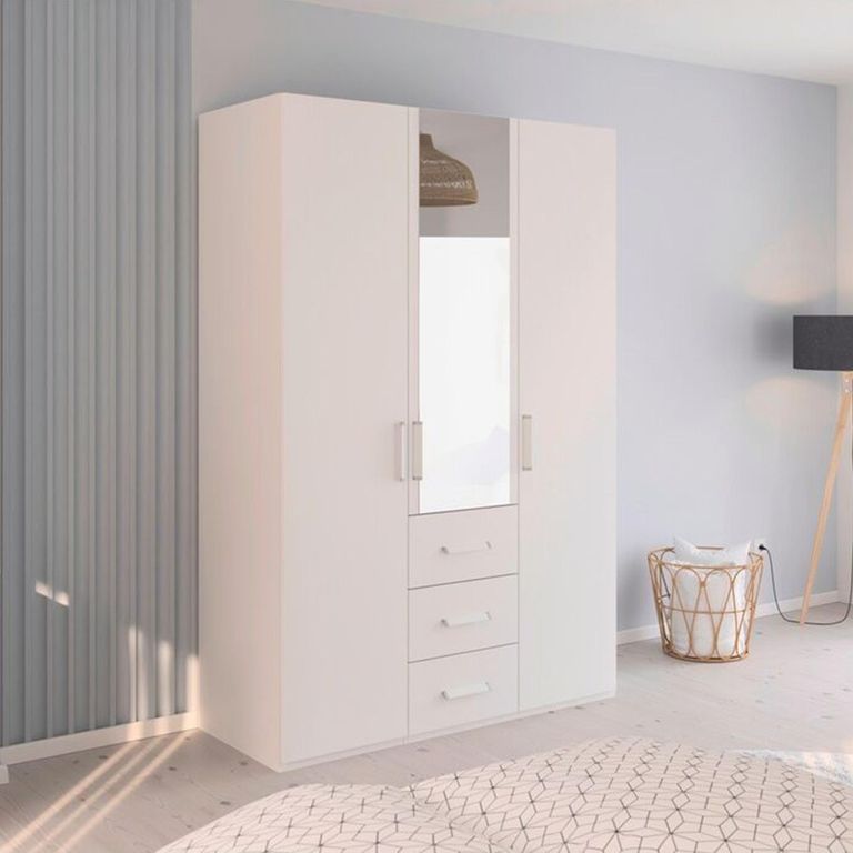 Evelyn Wardrobe - 151cm - 3 Door - Combi - H 223cm - Alpine White