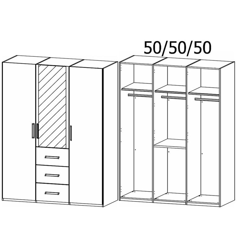 Evelyn Wardrobe - 151cm - 3 Door - Combi - H 223cm - Sonoma Oak