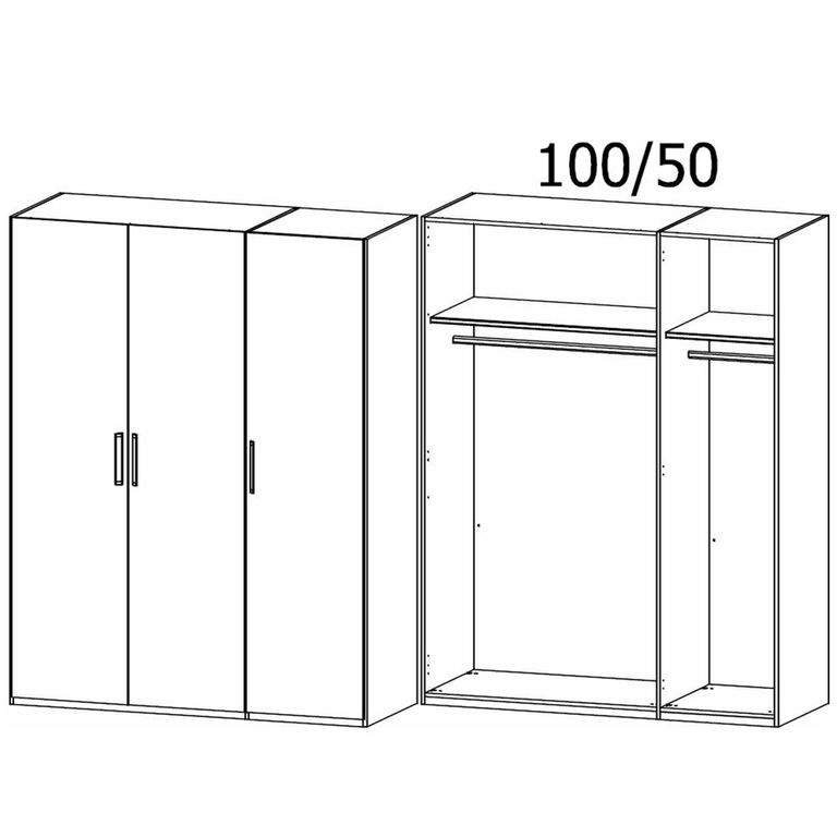 Evelyn Wardrobe - 151cm - 3 Door - H 197cm - Wild Oak