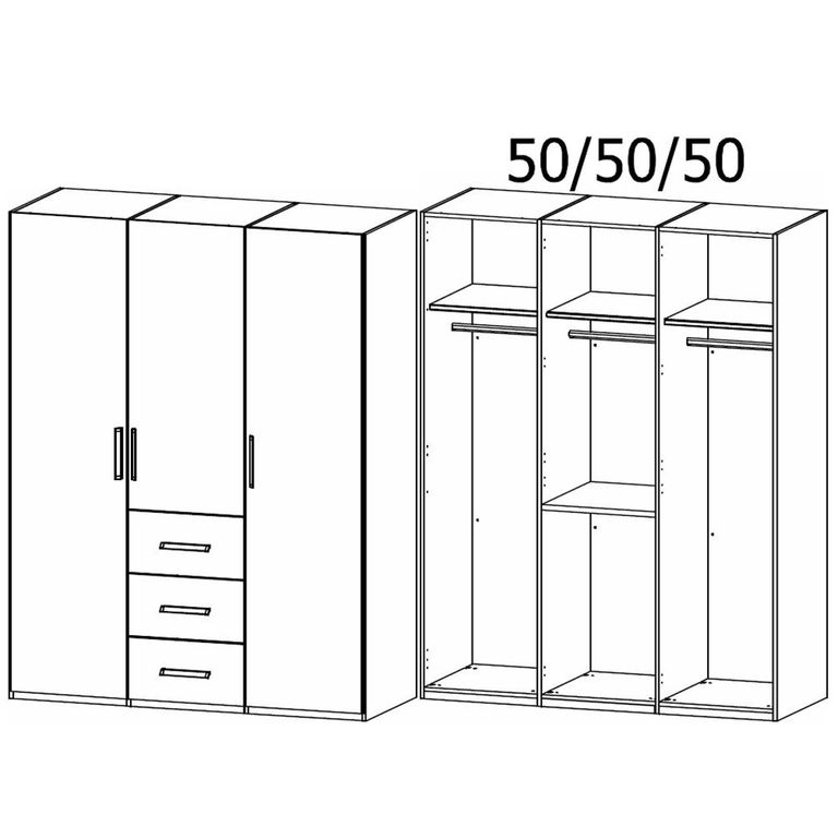 Evelyn Wardrobe - 151cm - 3 Door - H 223cm - with Drawer - Sonoma Oak