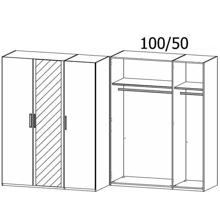 Evelyn Mirror Wardrobe - 151cm - 3 Door - H 223cm - Sonoma Oak