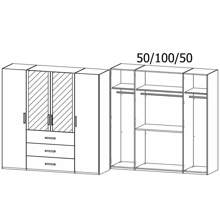 Evelyn Wardrobe - 201cm - 4 Door - Combi - H 197cm - Alpine White