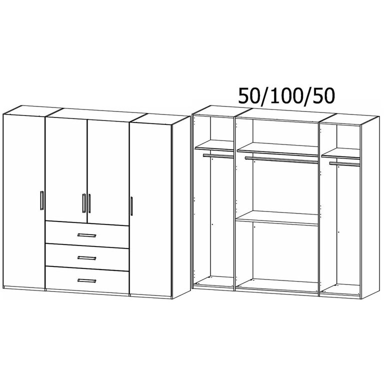 Evelyn Wardrobe - 201cm - 4 Door - H 223cm - with Drawer - Alpine White