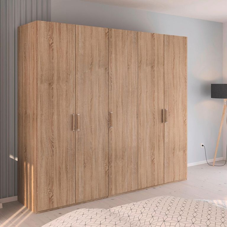Evelyn Wardrobe - 251cm - 5 Door - H 223cm - Sonoma Oak